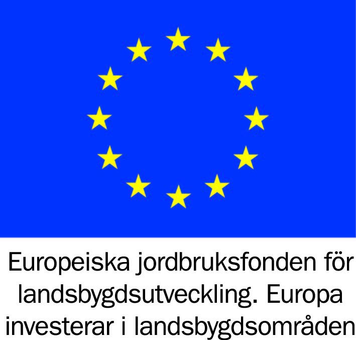 EU-flagga med tillhörande text för jordbruksfonden för landsbygdsutveckling
