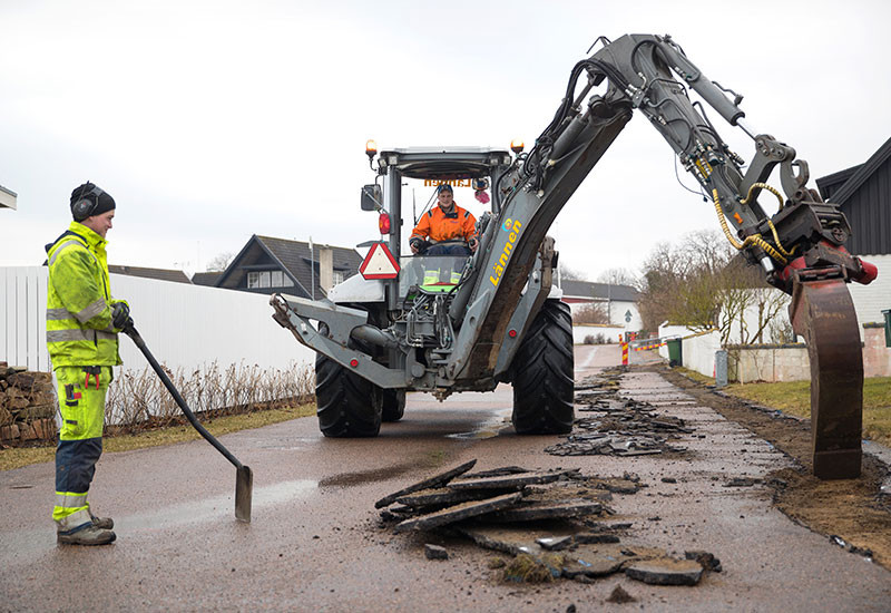Grävning av fiber i gatan